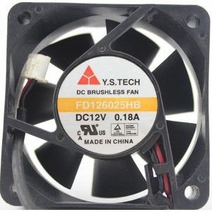 Y.S.TECH FD126025HB 12V 0.18A 2wires 3wires Cooling Fan