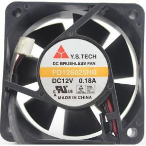 Y.S.TECH FD126025HB 12V 0.18A 2wires 3wires Cooling Fan - Original New
