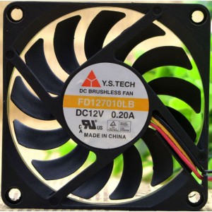 Y.S.TECH FD127010LB 12V 0.2A 3wires Cooling Fan
