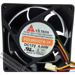Y.S.TECH FD1280327B-2F 12V 4.44W 3wires Cooling Fan