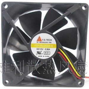 Y.S.TECH FD129225EB-N 12V 0.36A 2wires Cooling Fan