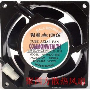 COMMONWEALTH FP-108JC FP-108JC-S1B 220/240V 0.15/0.12A 16/13W 2wires cooling fan