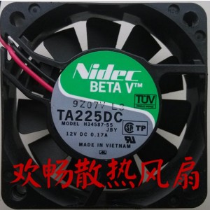 Nidec H34587-55 12V 0.17A 2wires Cooling Fan