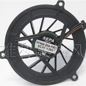 SEPA HY60N-05A-P801 5V 0.28A 3 wires Cooling Fan