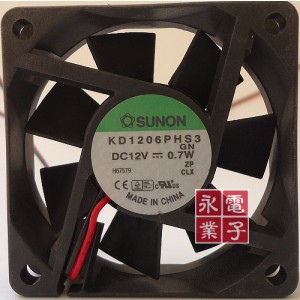 SUNON KD1206PHS3 12V 0.7W 2wires Cooling Fan
