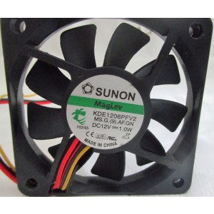 SUNON KDE1206PFV2 12V 1.0W 2wires cooling fan