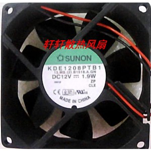 SUNON KDE1208PTB1 12V 1.9W 2wires cooling fan