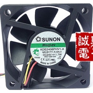 SUNON KDE2406PHV1-A 24V 1.7W 3wires Cooling Fan