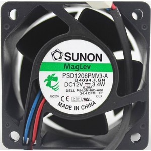 SUNON PSD1206PMV3-A 12V 3.4W 4wires Cooling Fan