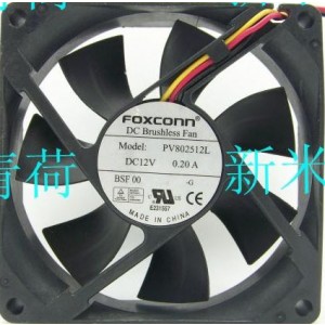 FOXCONN PV802512L 12V 0.20A 3wires cooling fan
