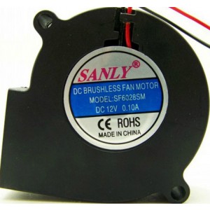 SANLY SF6028SM 12V 0.10A 2 wires Cooling Fan