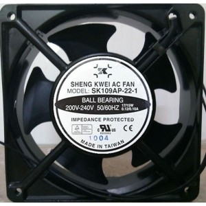 SHENG KWEI SK109AP-22-1 200/240V 0.12/0.1A 17/15W 2wires cooling fan