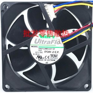 Nidec T80T12MS1A7-57 12V 0.30A 4wires cooling fan