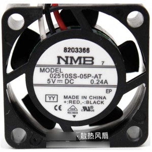 NMB 02510SS-05P-AT 5V 0.24A  3wires Cooling Fan