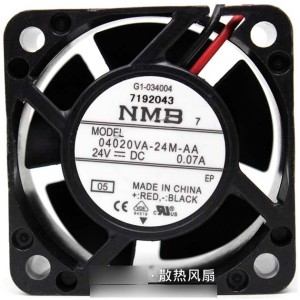 NMB 04020VA-24M-AA 24V 0.07A  2wires Cooling Fan