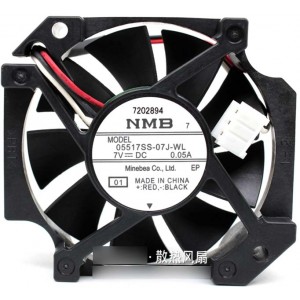 NMB 05517SS-07J-WL 7V 0.05A  3wires Cooling Fan