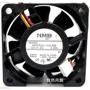 NMB 06025SA-12Q-BM 12V 0.26A  3wires Cooling Fan
