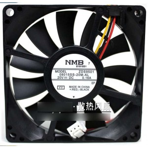 NMB 08015SS-20M-AL 20V 0.16A  3wires Cooling Fan