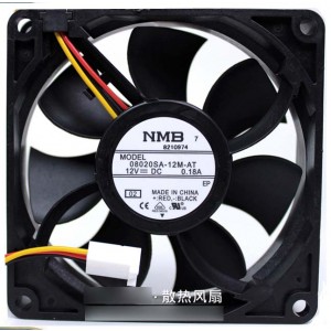 NMB 08020SA-12M-AT 12V 0.18A  3wires Cooling Fan