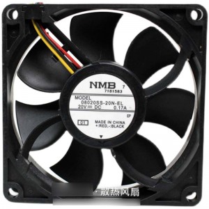 NMB 08020SS-20N-EL 20V 0.17A  3wires Cooling Fan