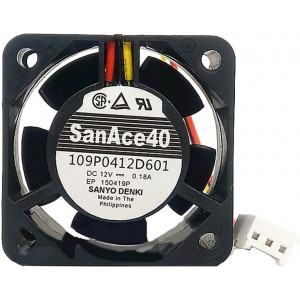 Sanyo 109P0412D6D01 12V 0.18A  3wires Cooling Fan