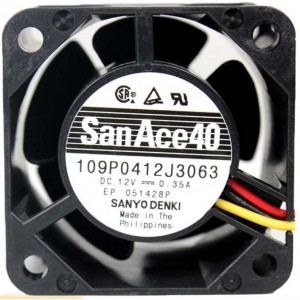 Sanyo 109P0412J3063 12V 0.095A 3wires Cooling Fan