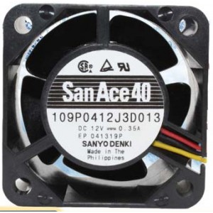 Sanyo 109P0412J3D013 12V 0.35A 3wires Cooling Fan
