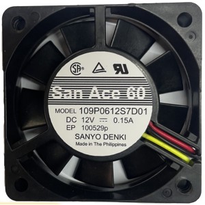 Sanyo 109P0612S7D01 12V 0.15A 3wires Cooling Fan