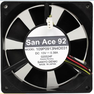 Sanyo 109P0913N4D031 13V 0.38A 3wires Cooling Fan