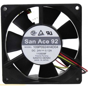 Sanyo 109P0924H4D04 24V 0.12A 3wires Cooling Fan