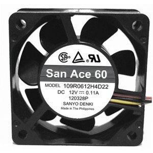 SANYO 109R0612H4D22 12V 0.11A 3wires Cooling Fan