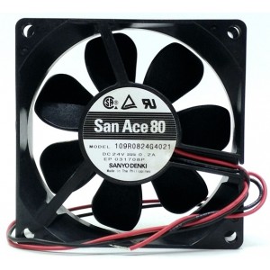 Sanyo 109R0824G4021 24V 0.2A 4.8W 2wires Cooling Fan