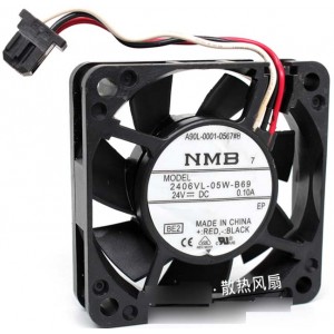 NMB 2406VL-05W-B69 A90L-0001-0567#B A90L-0001-0567#A 24V 0.10A 3wires Cooling Fan