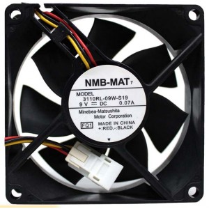 NMB 3110RL-09W-S19 9V 0.07A  3wires Cooling Fan