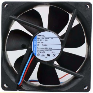 Ebmpapst 3414NGL 24V 58mA 1.4W 2wires Cooling Fan