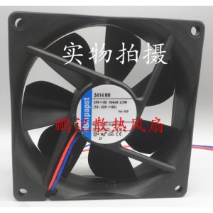 Ebmpapst 3414NH 24V 135mA 3.2W 2wires Cooling Fan