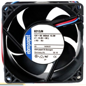 Ebmpapst 8212JN 12V 860mA 10.3W 2wires Cooling Fan