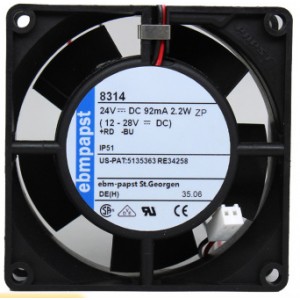 Ebmpapst 8314 24V 2.2W 2wires Cooling Fan
