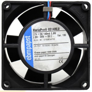 Ebmpapst 8314HLU 27V 140MA 3.8W 2wires Cooling Fan