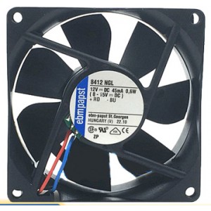 Ebmpapst 8412NGL 12V 45mA 0.6W 2wires Cooling Fan