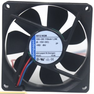 Ebmpapst 8412NGM 12V 170mA 1.3W 2wires Cooling Fan