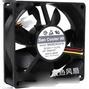 Sanyo 9A0824G416 24V 0.21A  3wires Cooling Fan