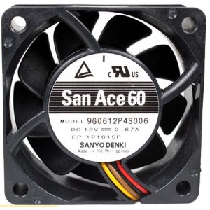 Sanyo 9G0612P4S006 12V 0.67A  4wires Cooling Fan