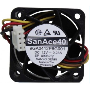 Sanyo 9GA0412P6G001 12V 0.23A 3wires Cooling Fan