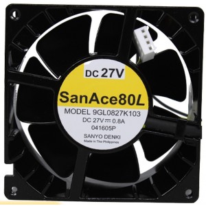 SANYO 9GL0827K103 27V 0.8A 4wires Cooling Fan