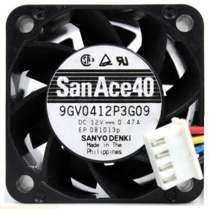 Sanyo 9GV0412P3G09 12V 0.47A  4wires Cooling Fan