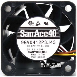 Sanyo 9GV0412P3J43 12V 0.6A  4wires Cooling Fan