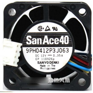 Sanyo 9PH0412P3J063 12V 0.35A  4wires Cooling Fan
