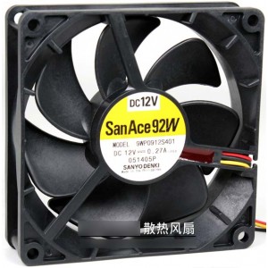 Sanyo 9WP0912S401 12V 0.27A  3wires Cooling Fan