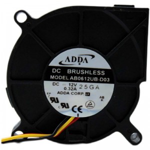 ADDA AB0612UB-D03 12V 0.32A 3.6W 3wires Cooling Fan